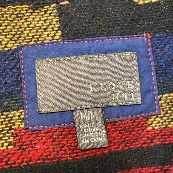 I Love H81 M cardigan multicolor Aztec cabincore cozy wool blue pocket geometric - Picture 4 of 7